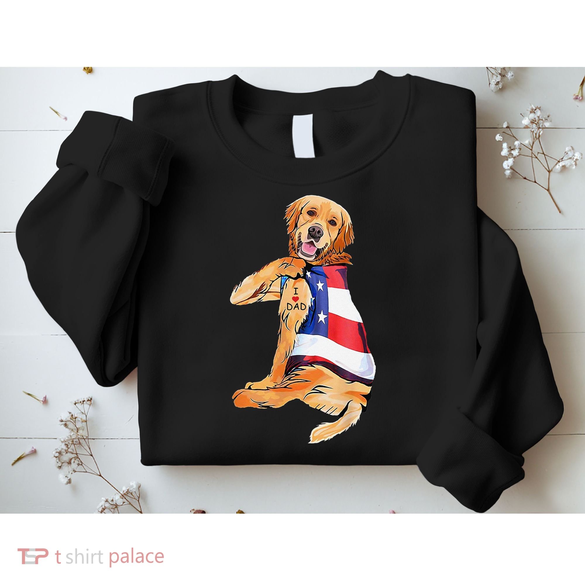Golden Retriever Dog Tattoo I Love Dad Sweatshirt