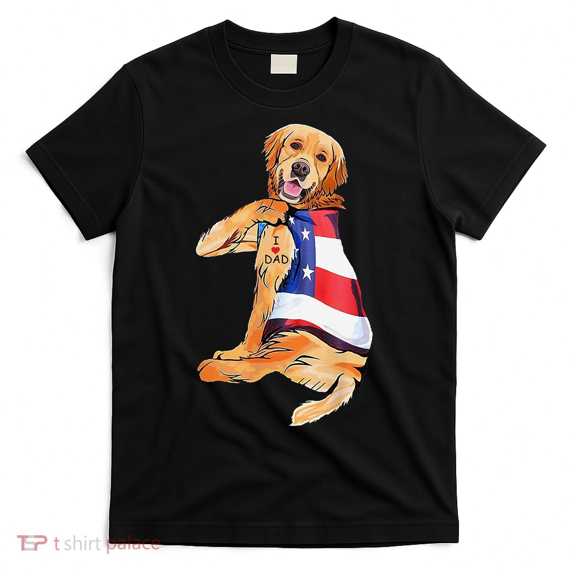Golden Retriever Dog Tattoo I Love Dad T-Shirt