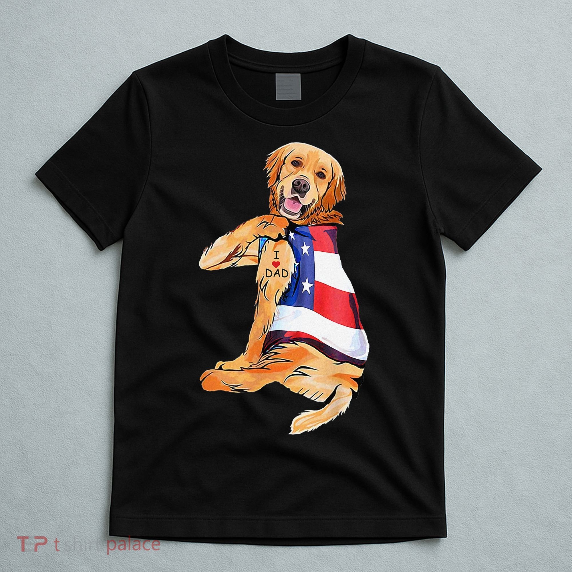 Golden Retriever Dog Tattoo I Love Dad T-Shirt