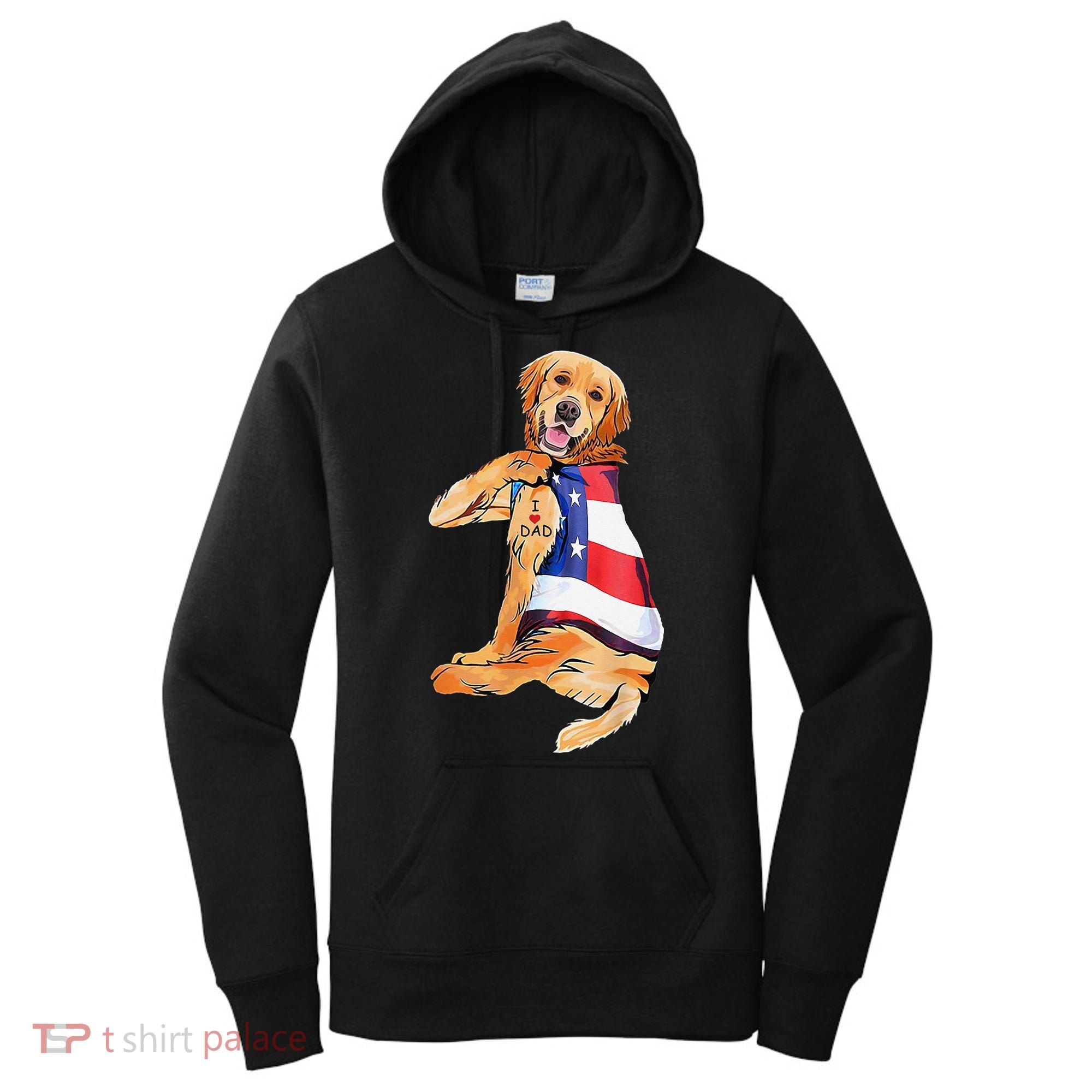 Golden Retriever Dog Tattoo I Love Dad Women's Hoodie