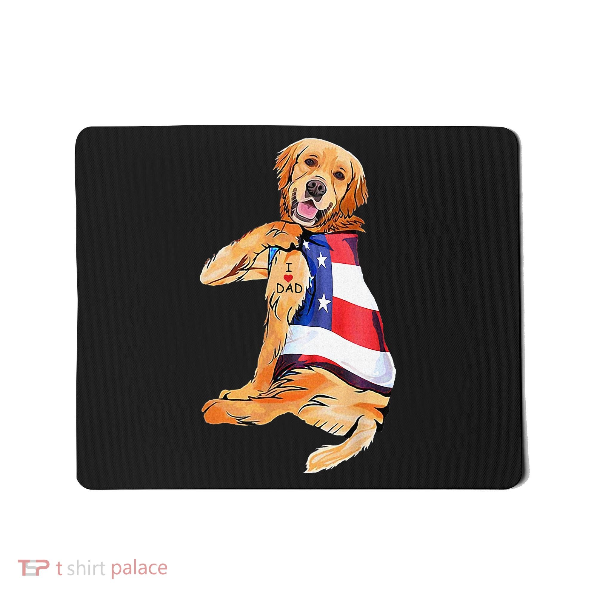 Golden Retriever Dog Tattoo I Love Dad Mousepad
