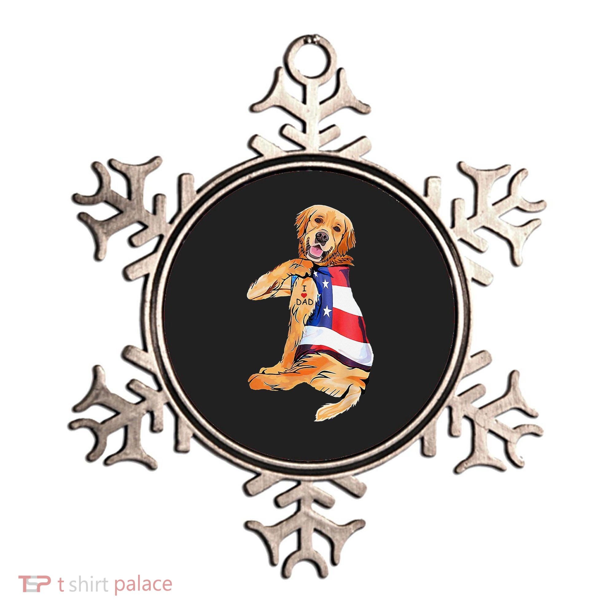 Golden Retriever Dog Tattoo I Love Dad Ornament
