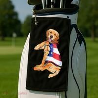 Golden Retriever Dog Tattoo I Love Dad Golf Towel thumb 2