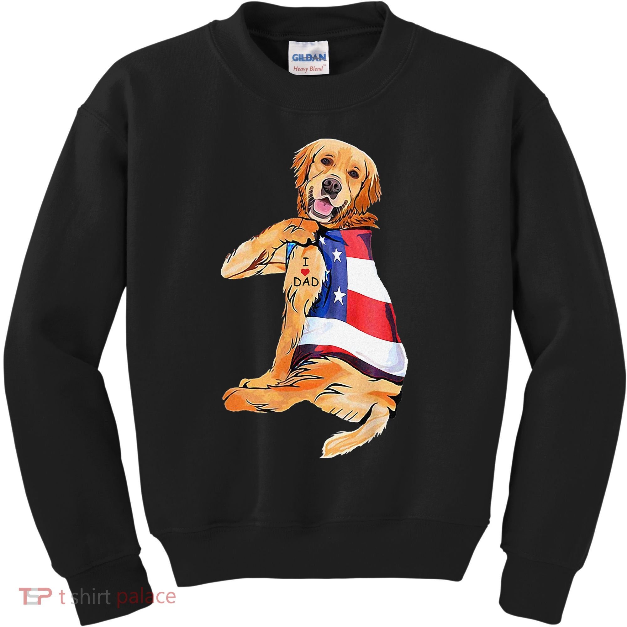 Golden Retriever Dog Tattoo I Love Dad Kids Sweatshirt