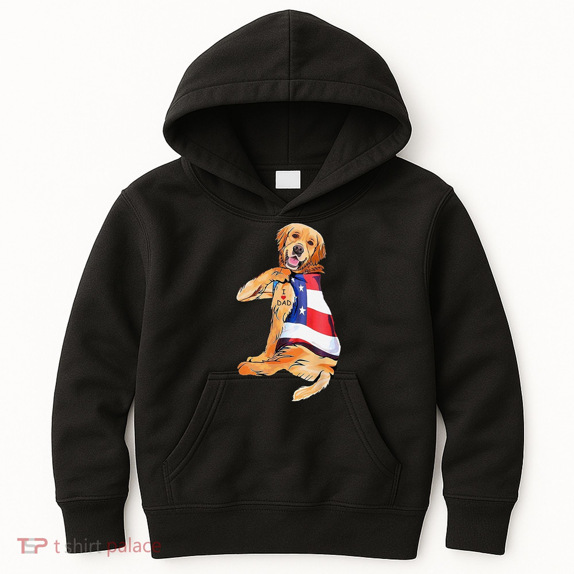 Golden Retriever Dog Tattoo I Love Dad Kids Hoodie