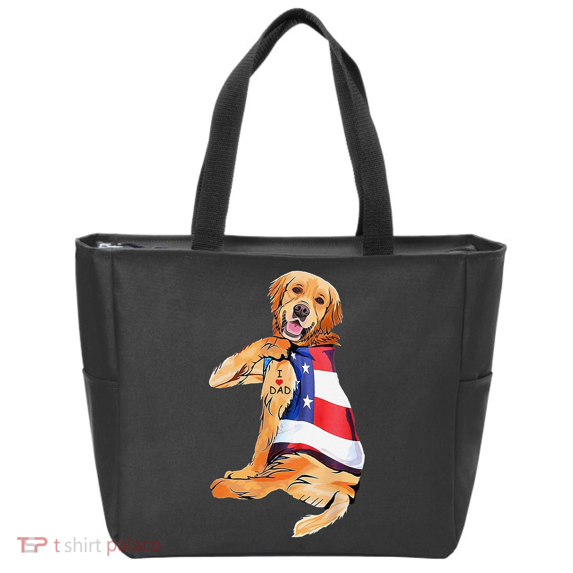 Golden Retriever Dog Tattoo I Love Dad Tote Bag