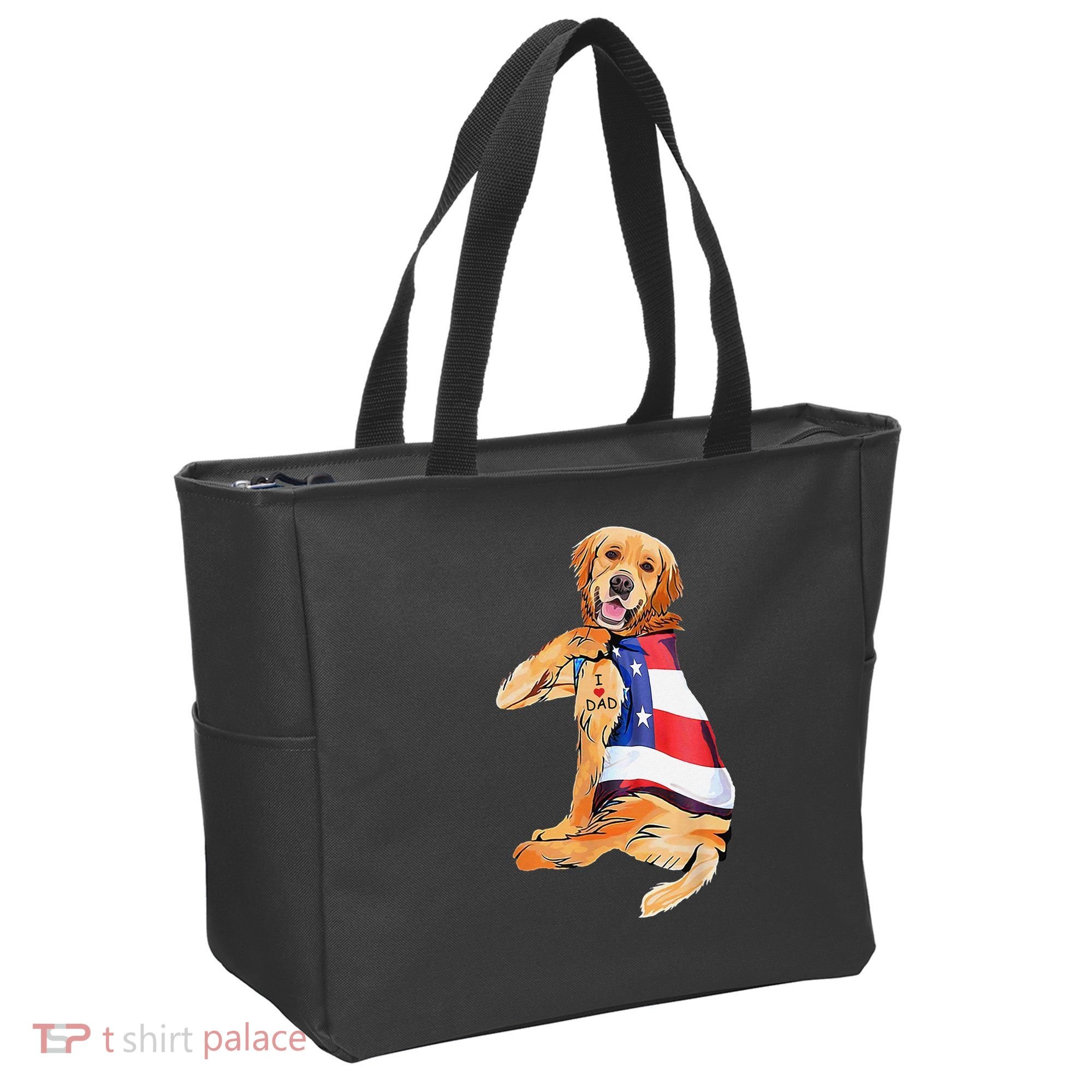 Golden Retriever Dog Tattoo I Love Dad Tote Bag