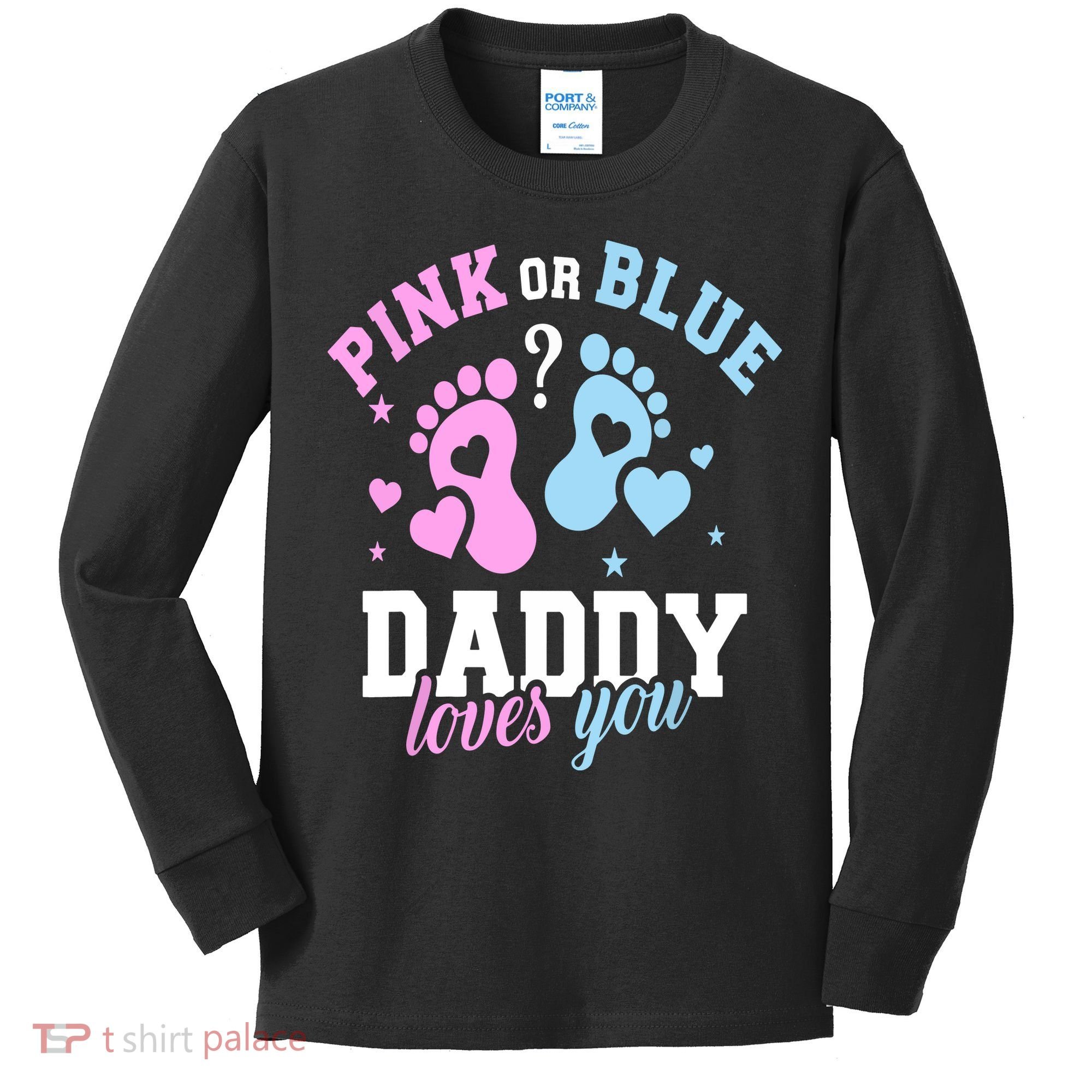 Gender Reveal Daddy Dad Kids Long Sleeve Shirt