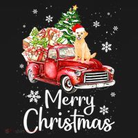 Golden Retriever Dog Riding Red Truck Christmas Tree Xmas Women's Hoodie thumb 2