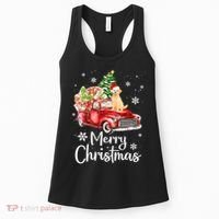 Golden Retriever Dog Riding Red Truck Christmas Tree Xmas Women's Tank Top thumb 0