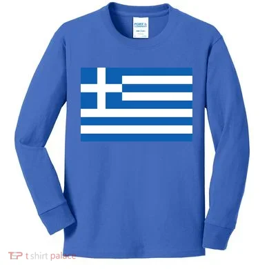 Greece Flag Kids Long Sleeve Shirt