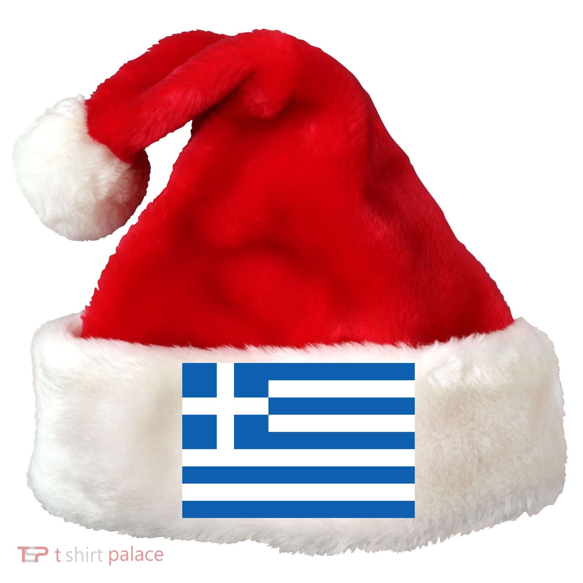 Greece Flag Santa Hat