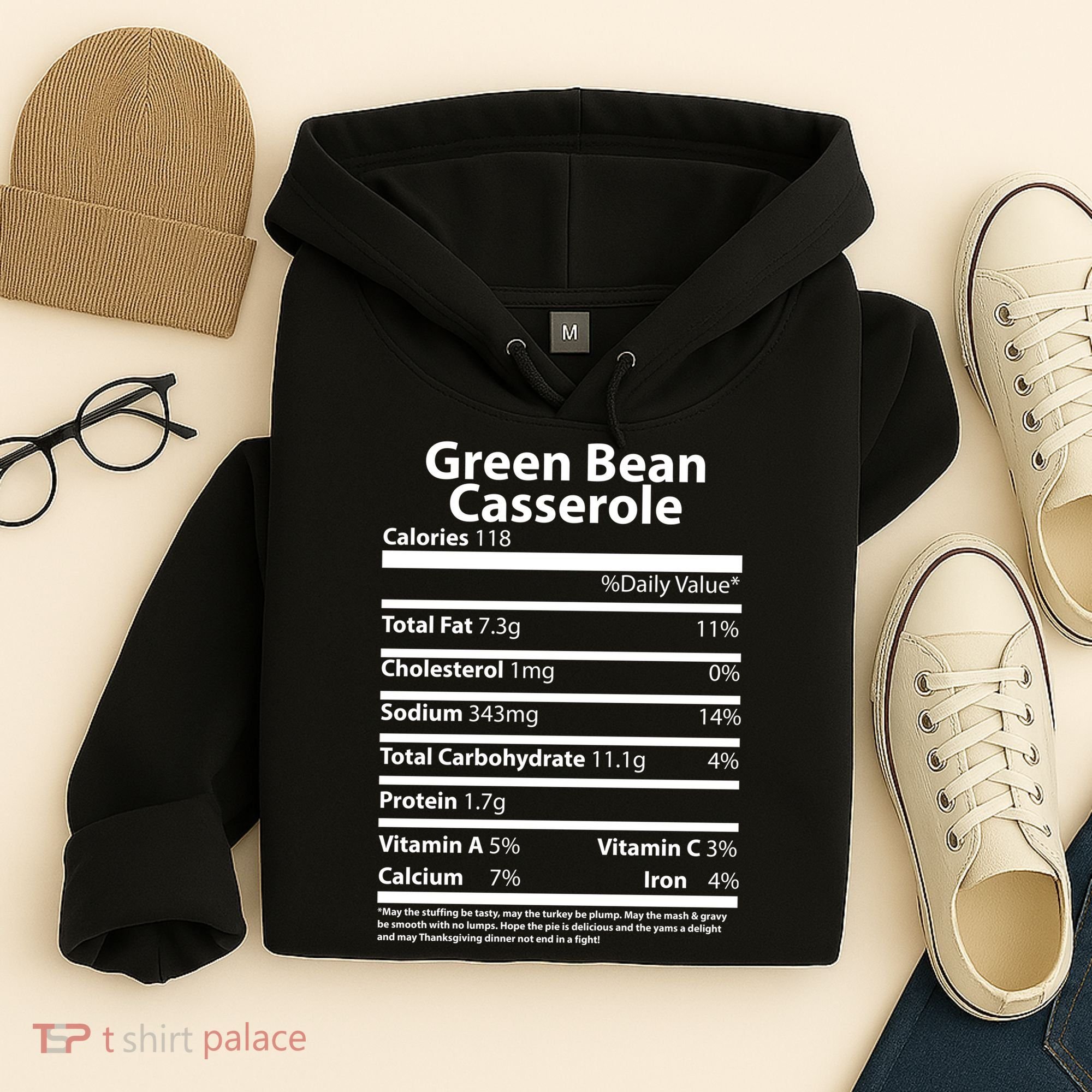 Green Bean Casserole Nutritional Facts Funny Thanksgiving Hoodie