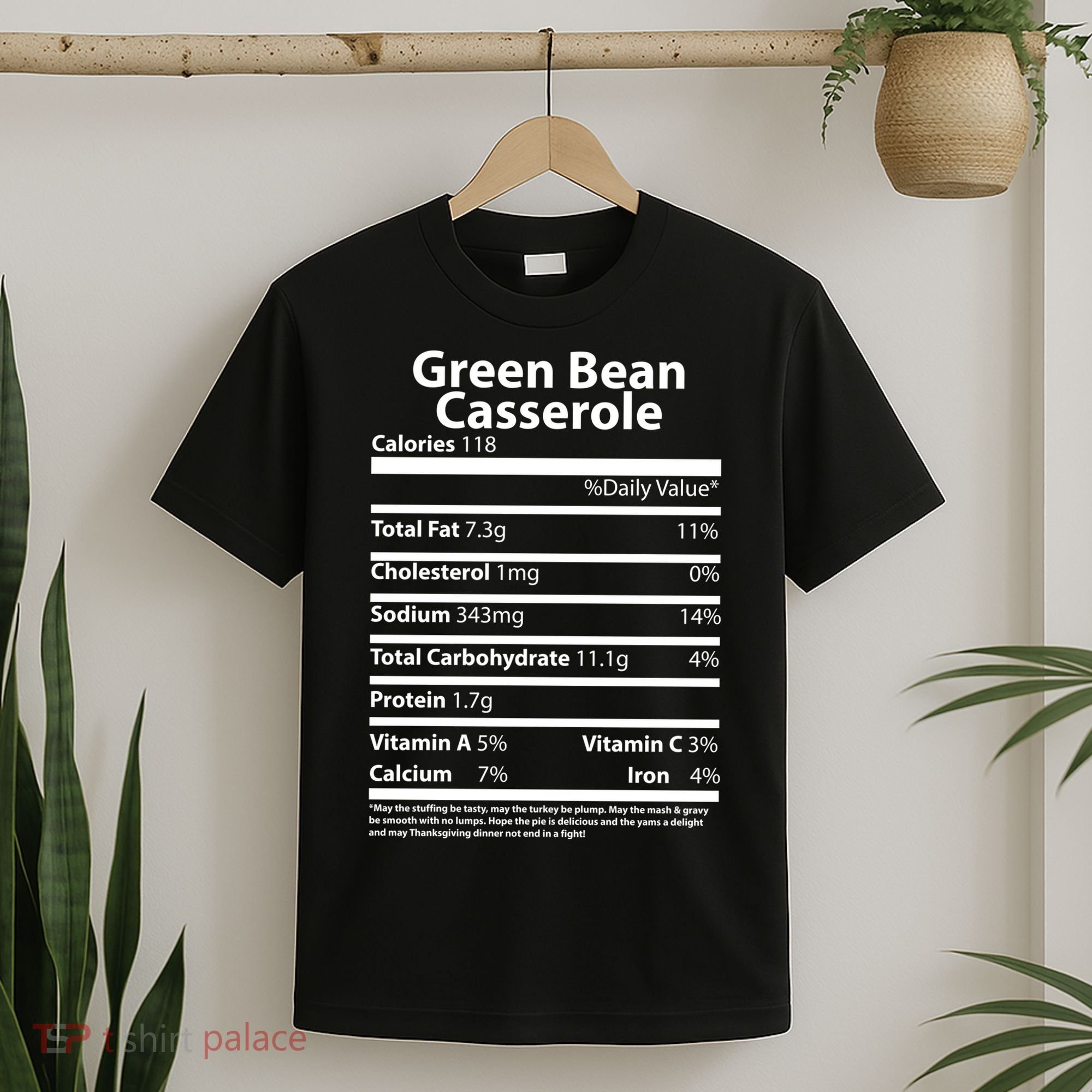 Green Bean Casserole Nutritional Facts Funny Thanksgiving T-Shirt