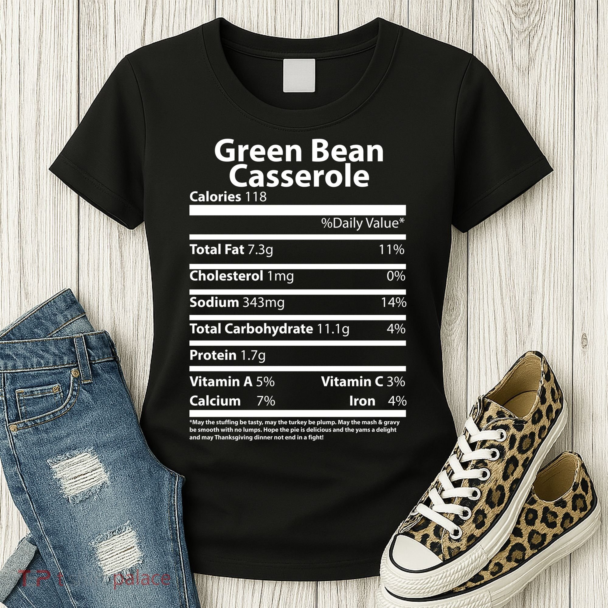 Green Bean Casserole Nutritional Facts Funny Thanksgiving Women's T-Shirt
