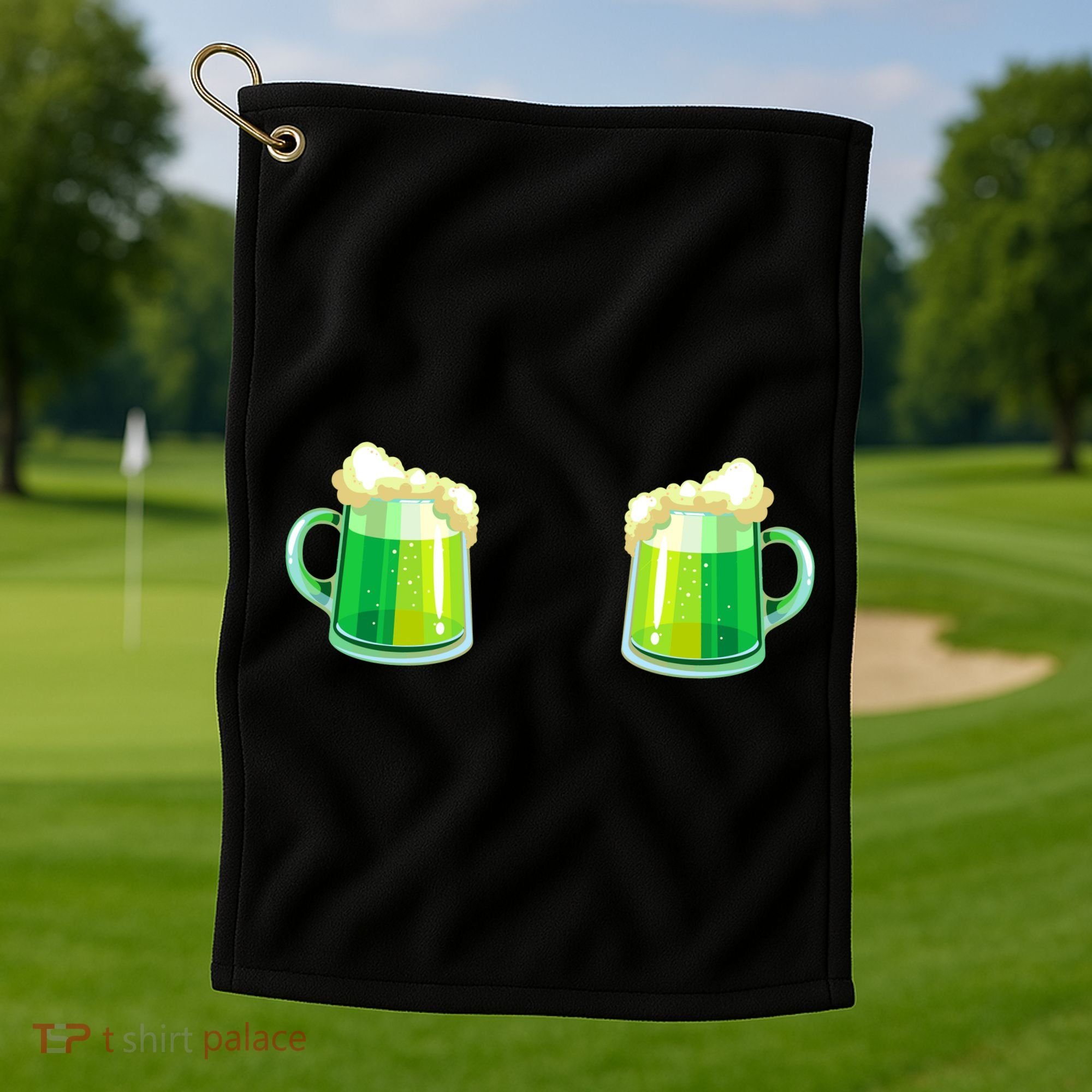 Green Beer Boobs - St. Patrick's Day Golf Towel