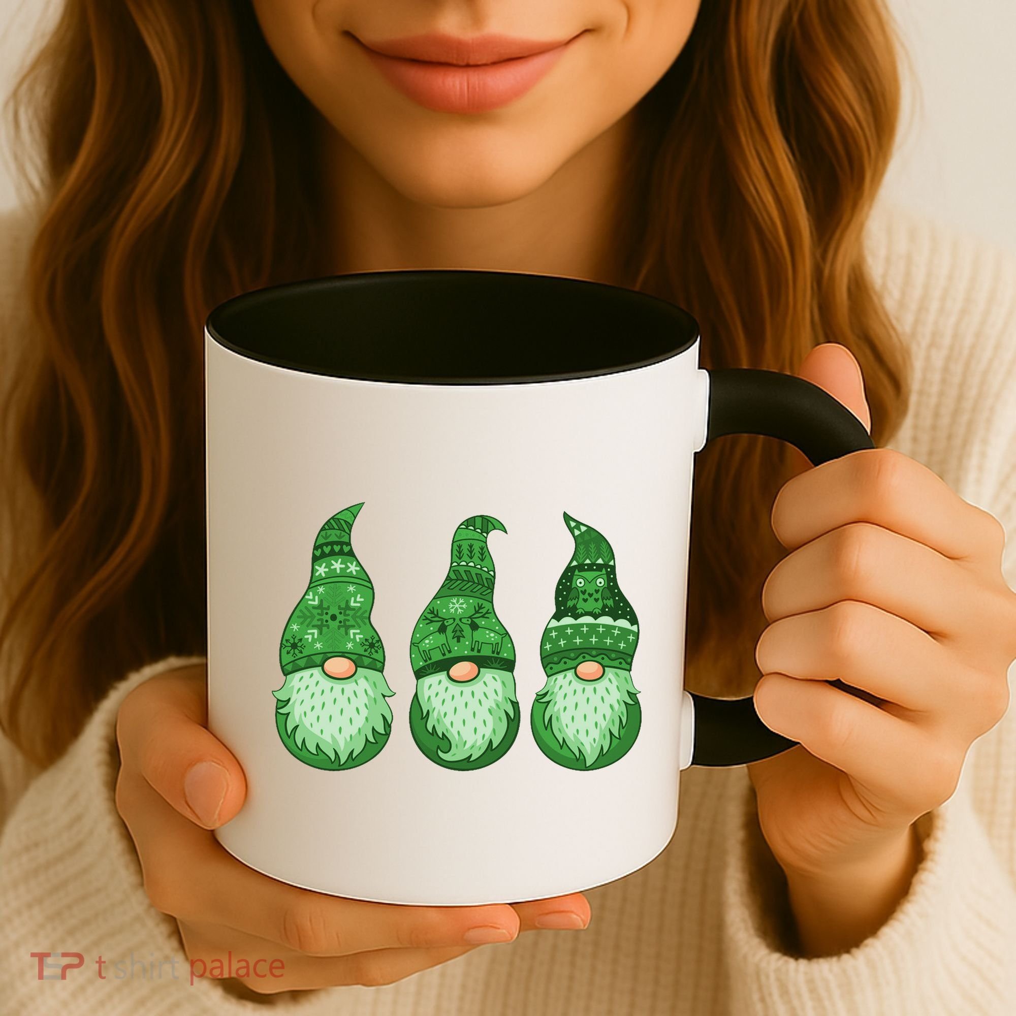 Green Ugly Sweater Irish Gnomes St Patricks Day Coffee Mug
