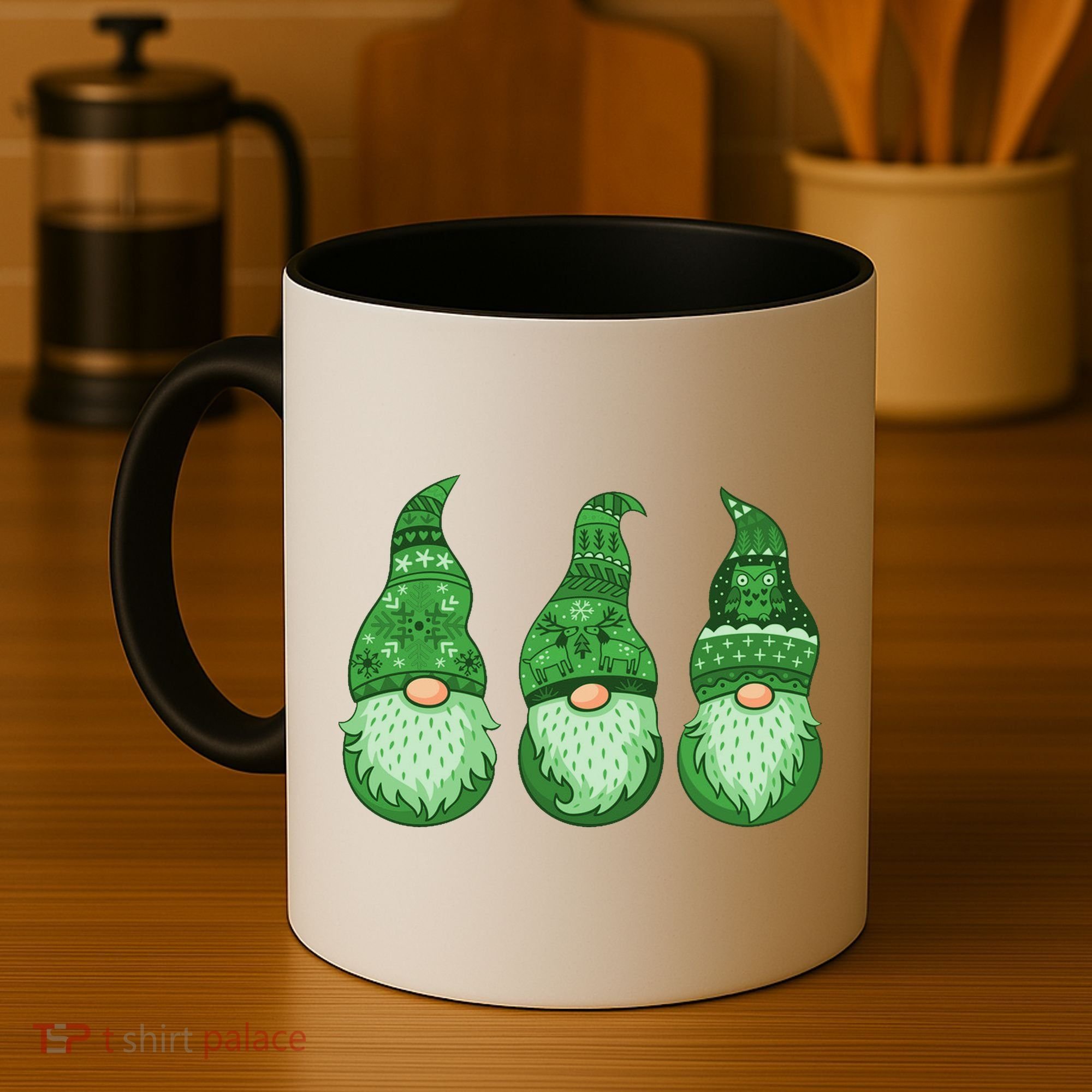 Green Ugly Sweater Irish Gnomes St Patricks Day Coffee Mug