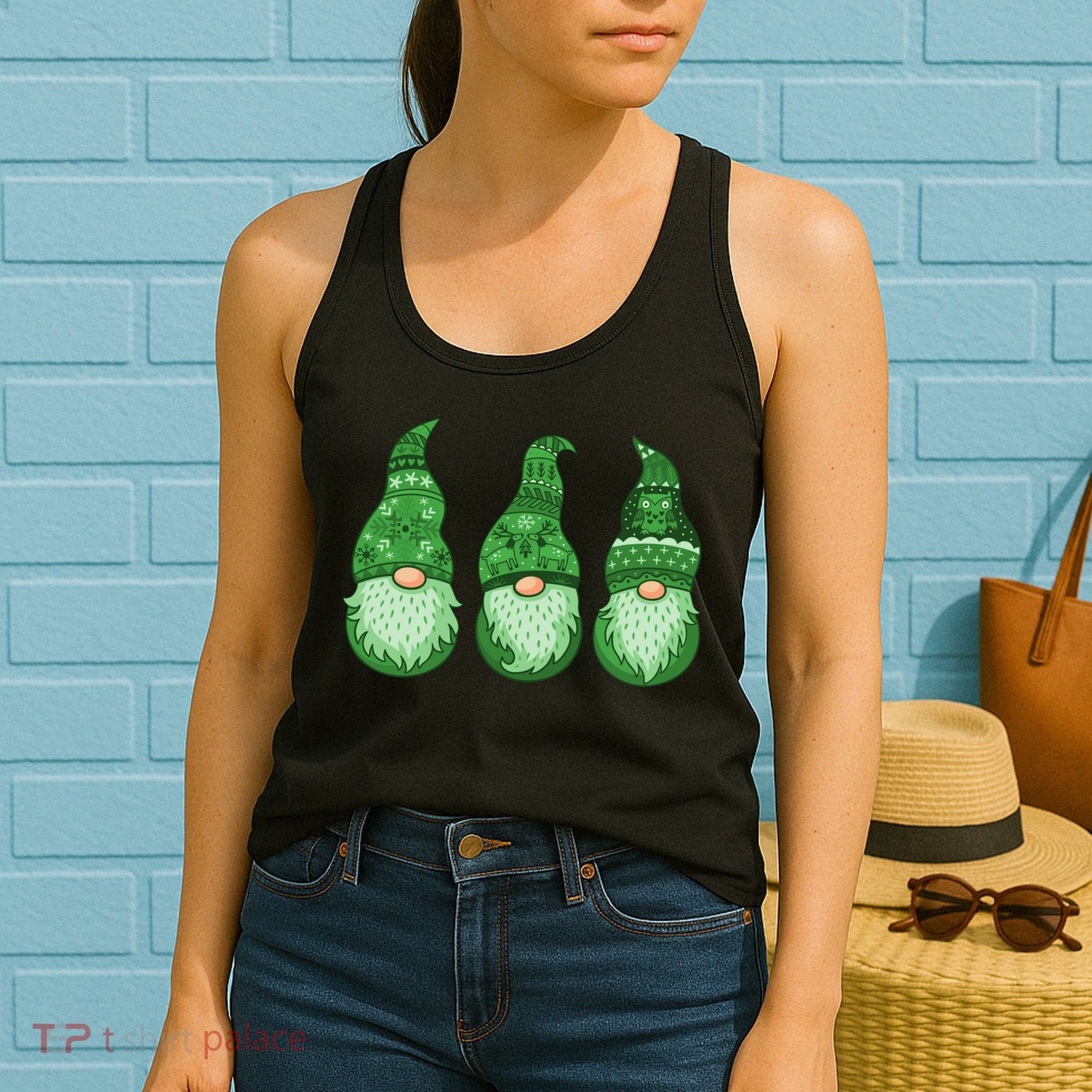 Green Ugly Sweater Irish Gnomes St Patricks Day Women's Tank Top