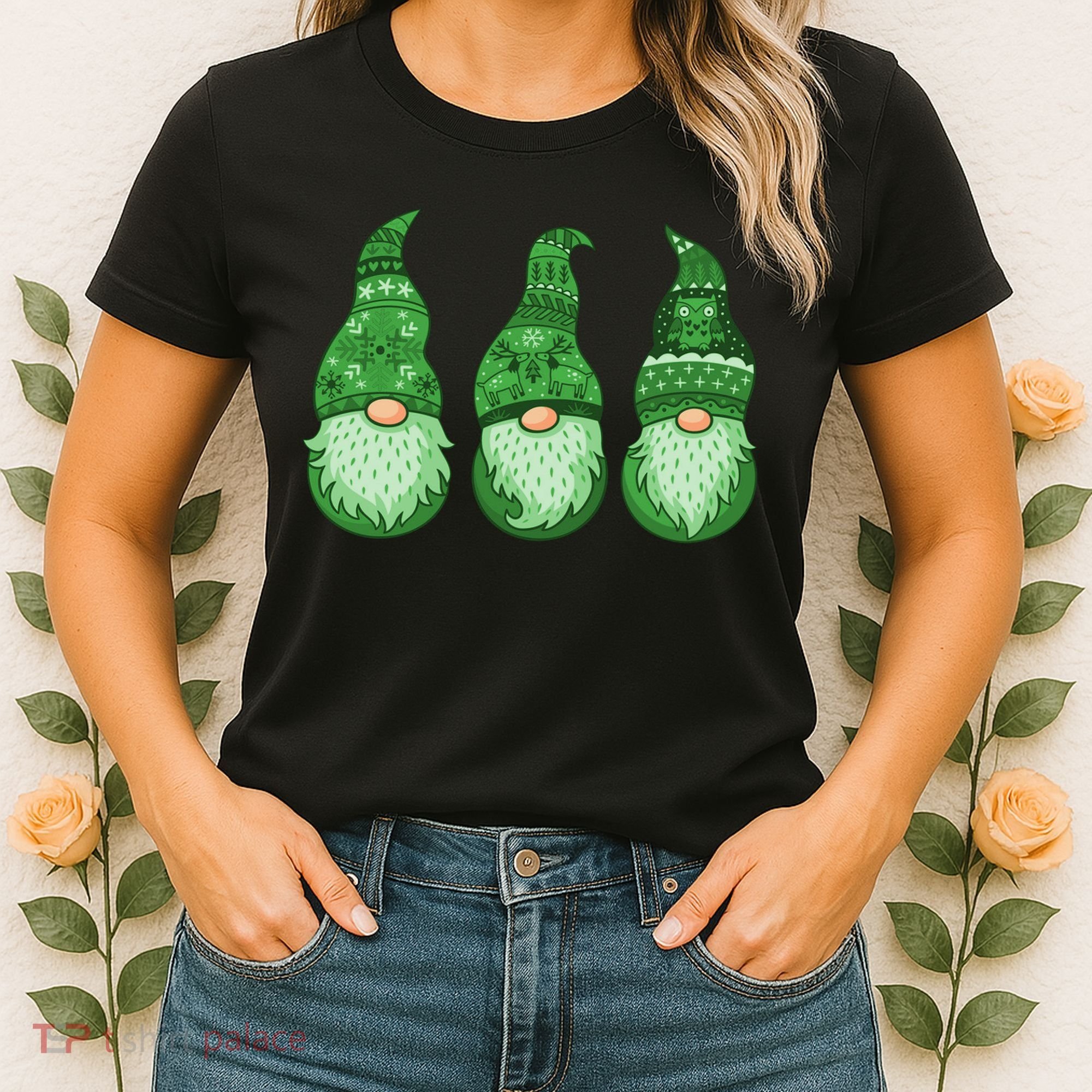 Green Ugly Sweater Irish Gnomes St Patricks Day Women's T-Shirt