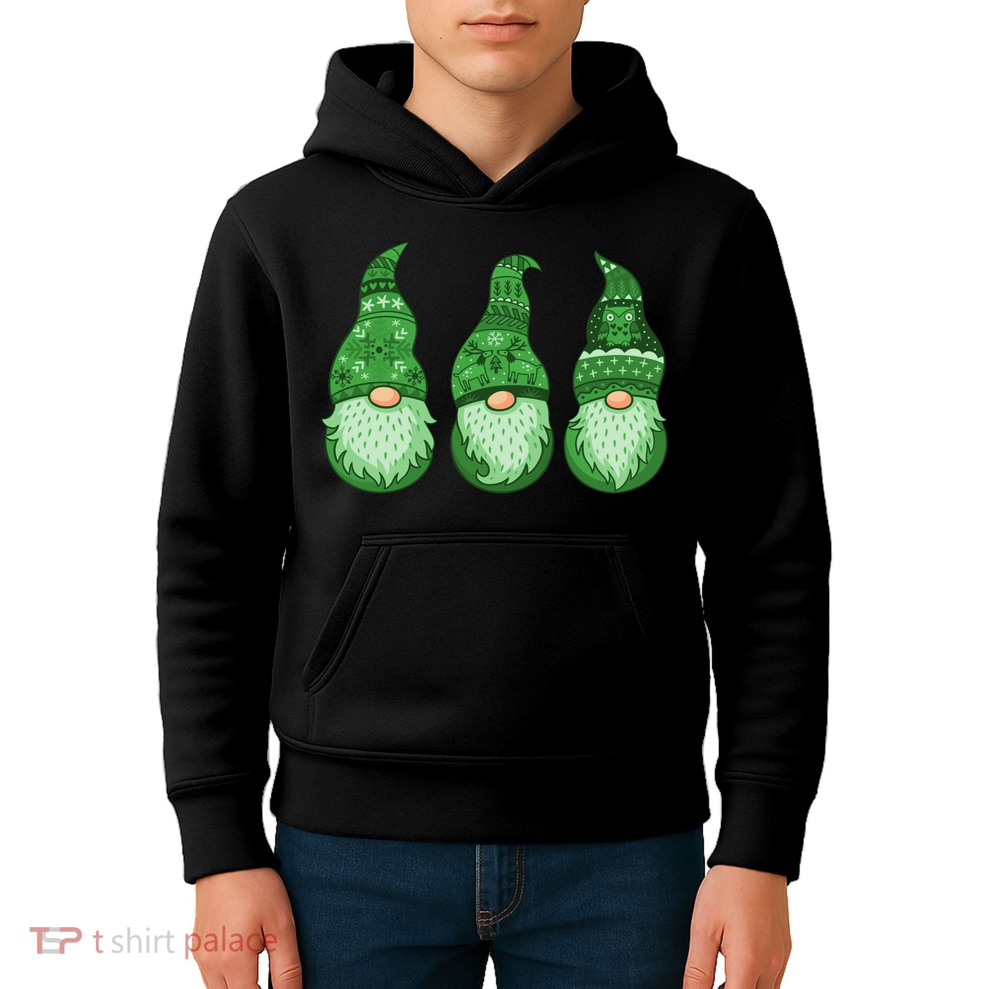 Green Ugly Sweater Irish Gnomes St Patricks Day Kids Hoodie