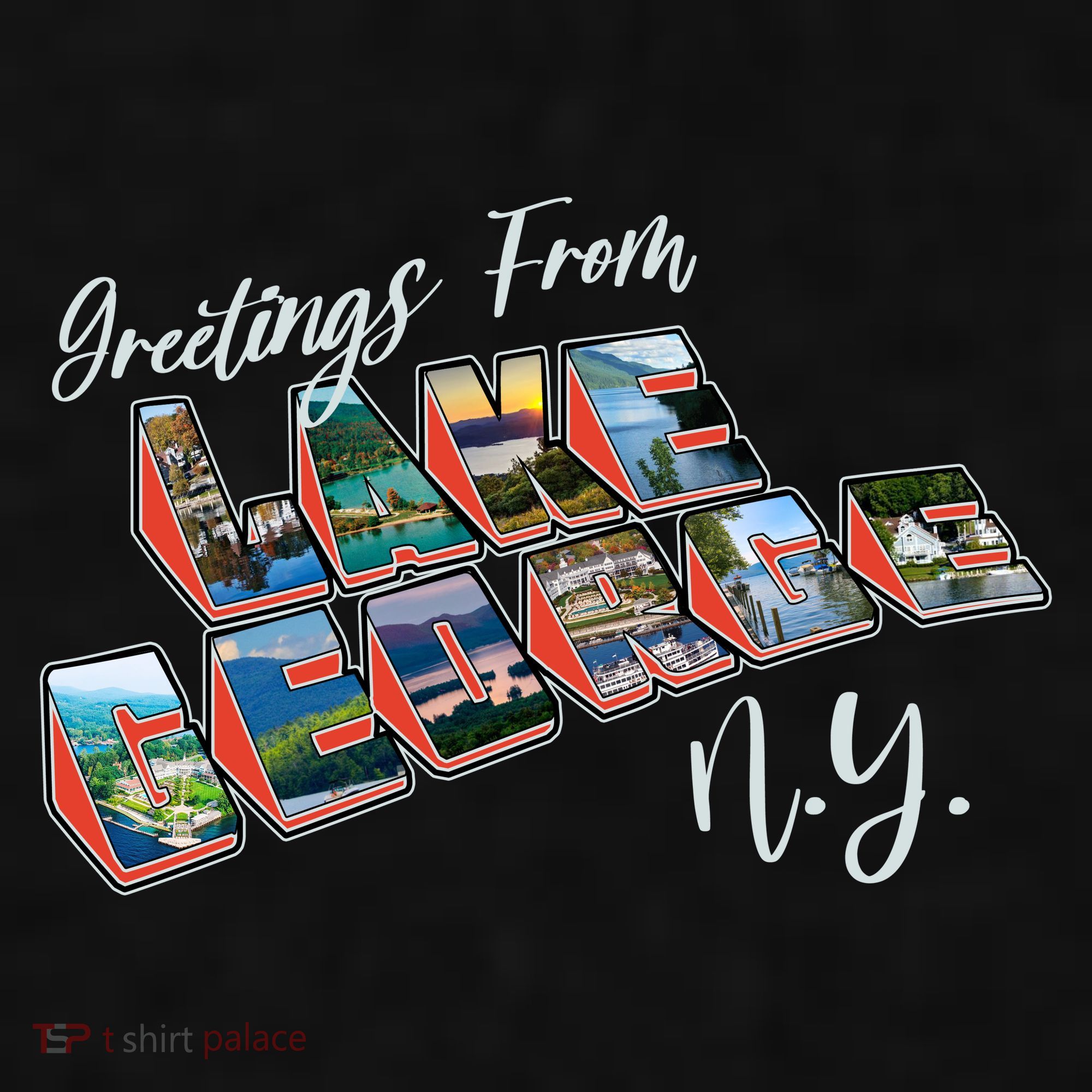 Greetings From Lake George New York NY Ladies PosiCharge Tri-Blend Wicking Tank