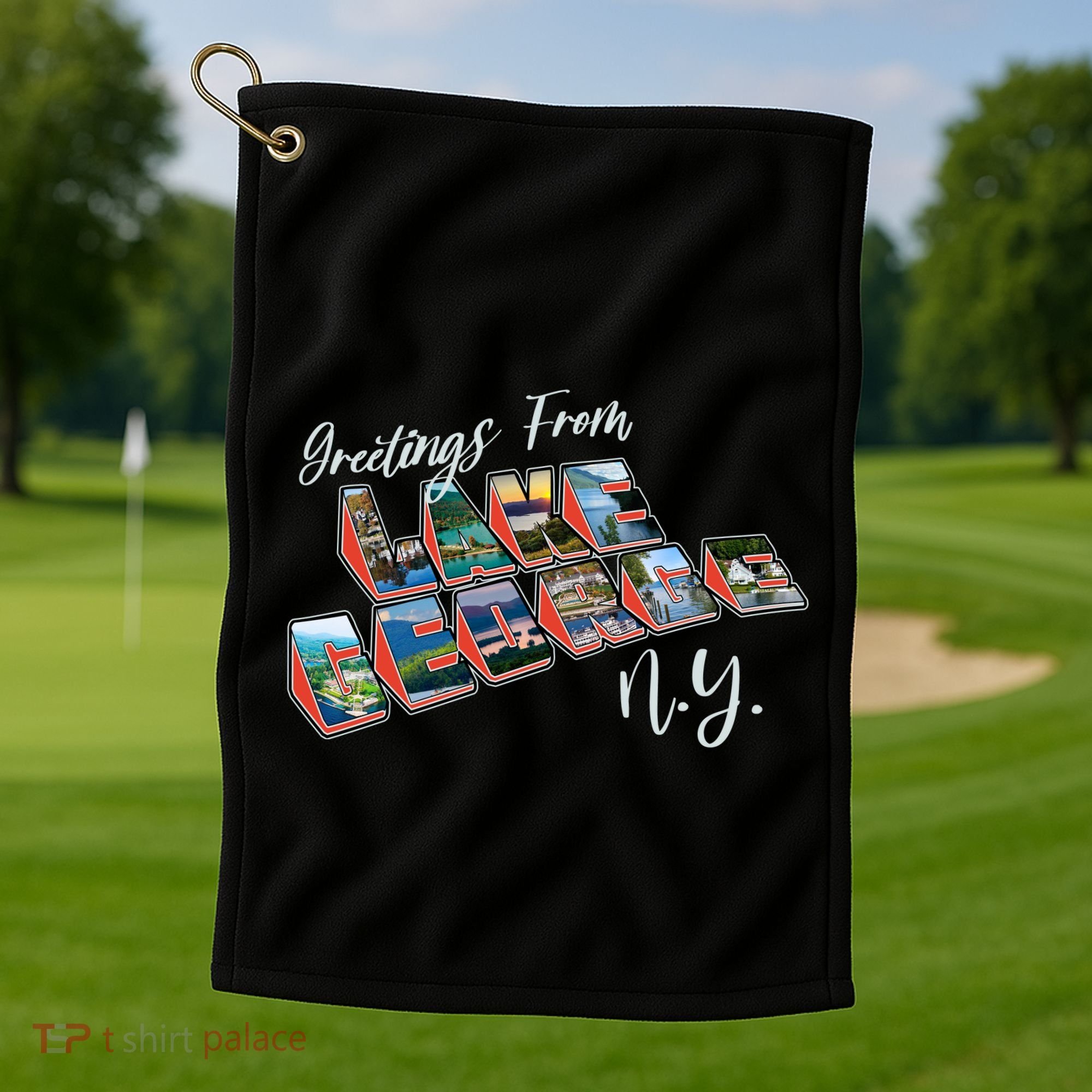 Greetings From Lake George New York NY Golf Towel