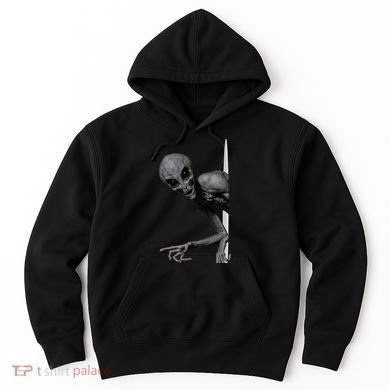 Grey Alien Peaking  Area 51 UFO Abduction Hoodie