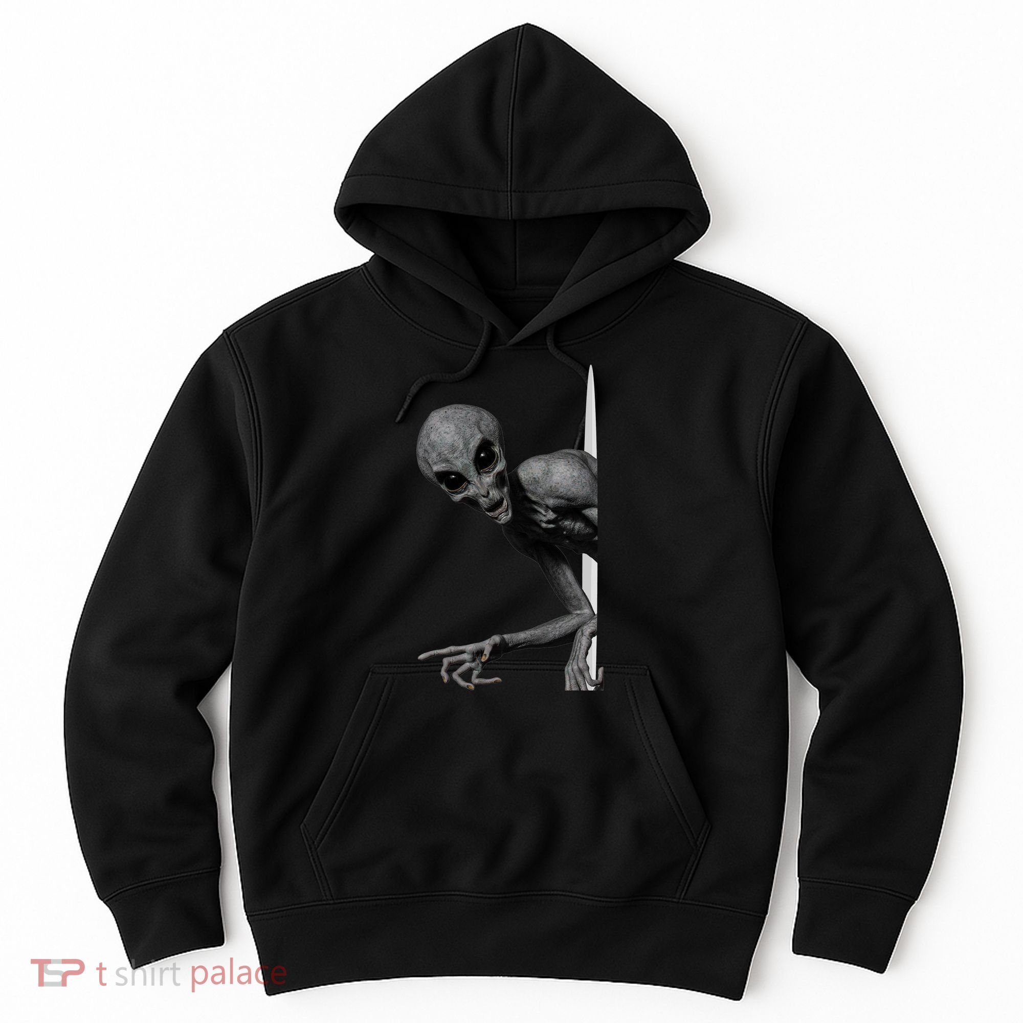 Grey Alien Peaking  Area 51 UFO Abduction Hoodie