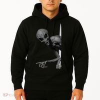 Grey Alien Peaking  Area 51 UFO Abduction Hoodie thumb 2