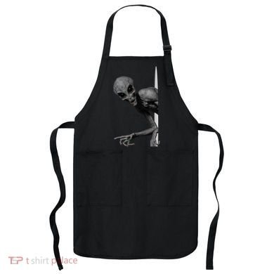 Grey Alien Peaking  Area 51 UFO Abduction Apron