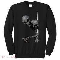 Grey Alien Peaking  Area 51 UFO Abduction Sweatshirt thumb 0