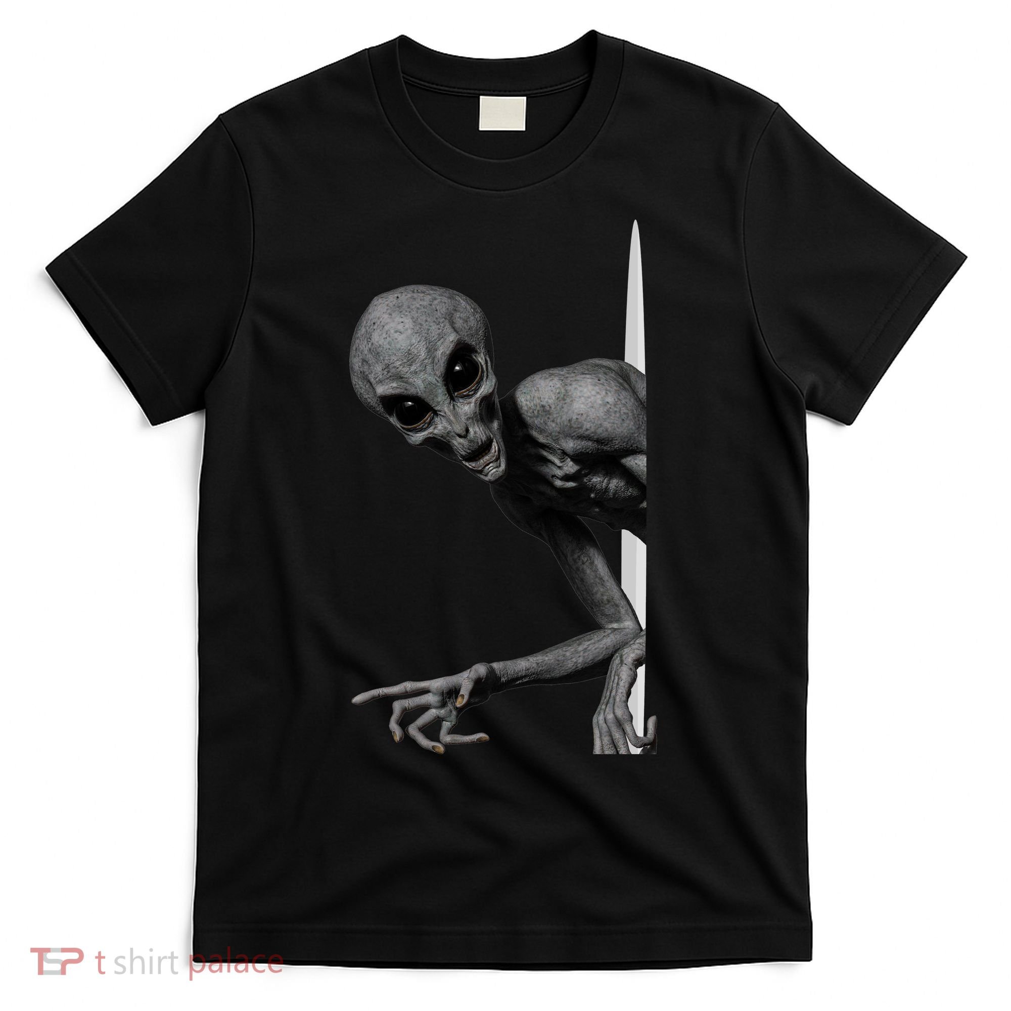 Grey Alien Peaking  Area 51 UFO Abduction T-Shirt