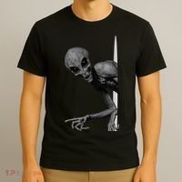 Grey Alien Peaking  Area 51 UFO Abduction T-Shirt thumb 3