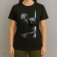 Grey Alien Peaking  Area 51 UFO Abduction T-Shirt thumb 4