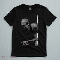 Grey Alien Peaking  Area 51 UFO Abduction T-Shirt thumb 5