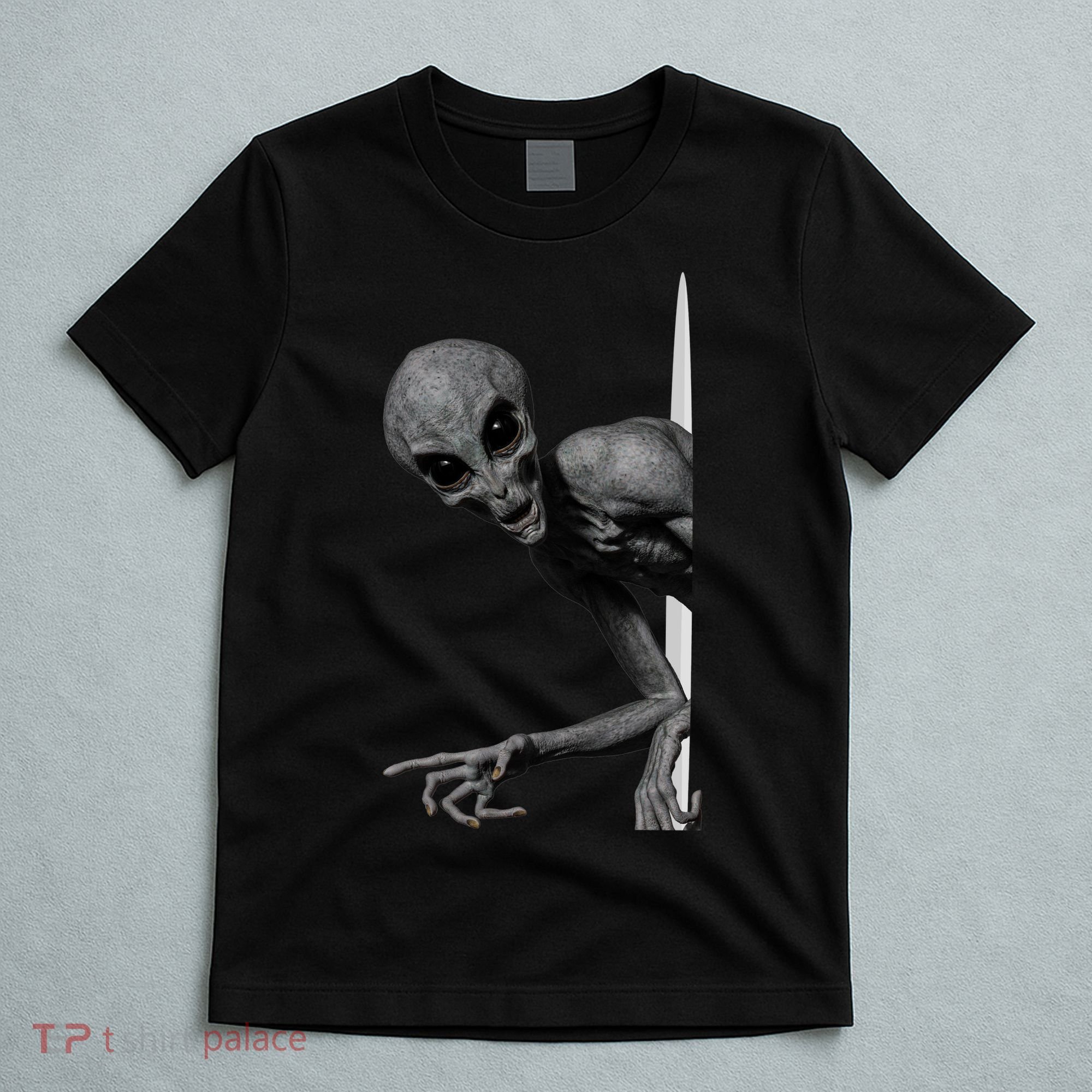 Grey Alien Peaking  Area 51 UFO Abduction T-Shirt