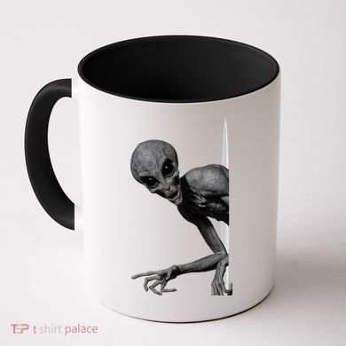 Grey Alien Peaking  Area 51 UFO Abduction Coffee Mug