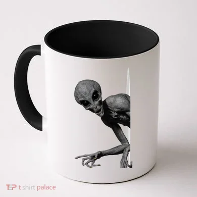 Grey Alien Peaking  Area 51 UFO Abduction Coffee Mug