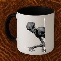 Grey Alien Peaking  Area 51 UFO Abduction Coffee Mug thumb 2