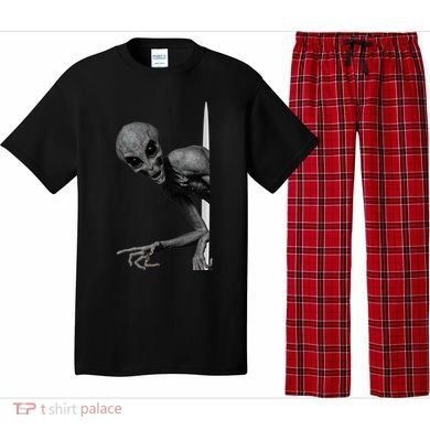 Grey Alien Peaking  Area 51 UFO Abduction Pajama Set