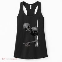 Grey Alien Peaking  Area 51 UFO Abduction Women's Tank Top thumb 0
