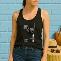 Grey Alien Peaking  Area 51 UFO Abduction Women's Tank Top thumb 2