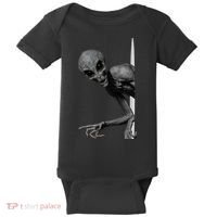 Grey Alien Peaking  Area 51 UFO Abduction Baby Bodysuit thumb 0