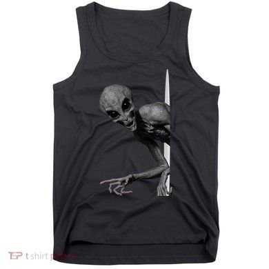 Grey Alien Peaking  Area 51 UFO Abduction Tank Top