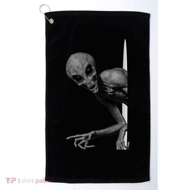 Grey Alien Peaking  Area 51 UFO Abduction Golf Towel