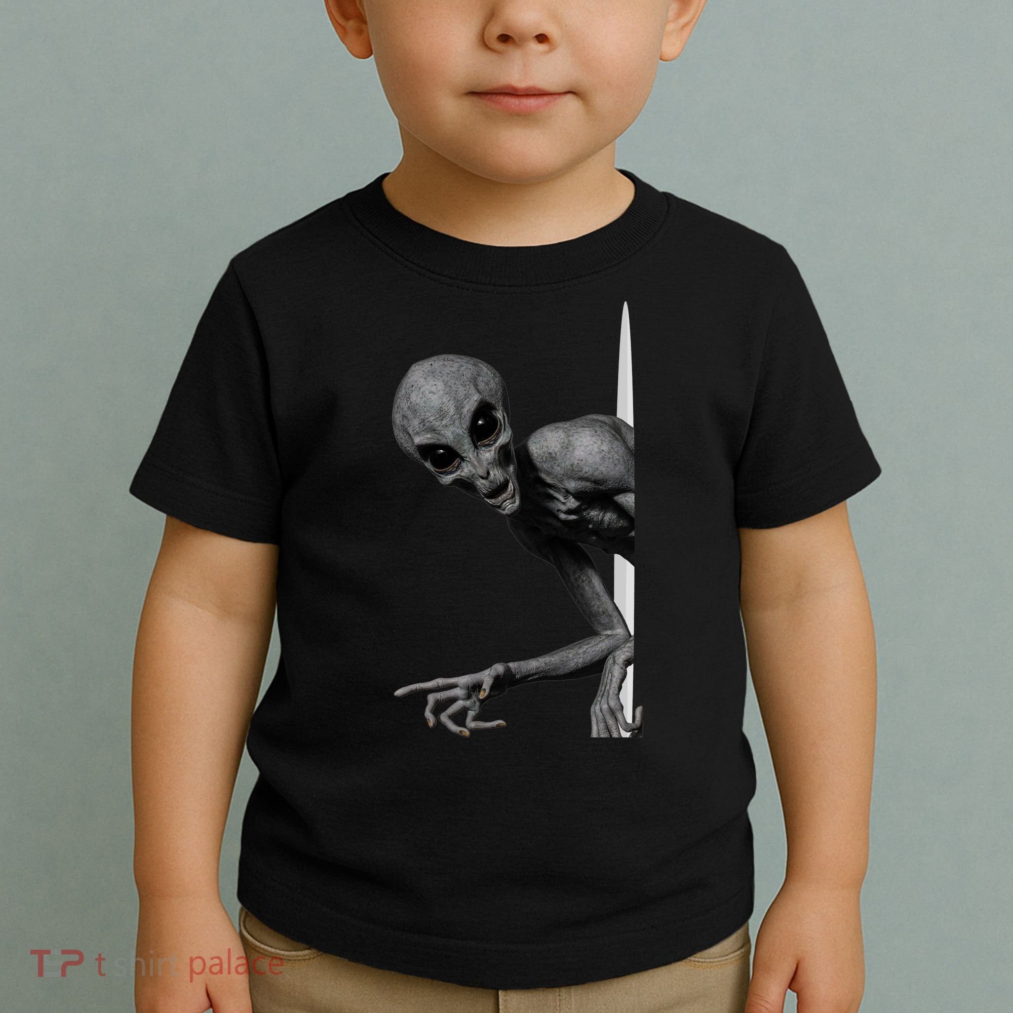 Grey Alien Peaking  Area 51 UFO Abduction Toddler T-Shirt