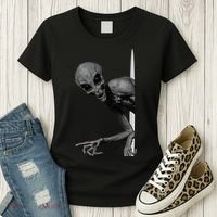 Grey Alien Peaking  Area 51 UFO Abduction Women's T-Shirt thumb 3