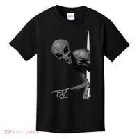 Grey Alien Peaking  Area 51 UFO Abduction Kids T-Shirt thumb 0