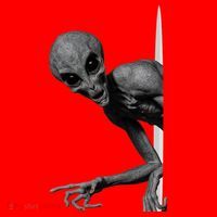 Grey Alien Peaking  Area 51 UFO Abduction Santa Hat thumb 1